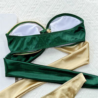 New Sexy Splicing Bandeau Strapless Bikini Women Swimwear Female Swimsuit Two-Pieces Bikini Set Bather Bathing Suit Swim V3859