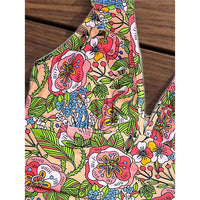 S - XL 2026 Flower Printed Floral V Neck Women Swimwear One Piece Swimsuit Female Halter Monokini Bather Bathing Suit Swim V8221