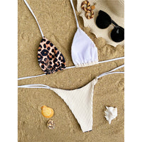 XS - L Leopard Halter Splicing Satin Bikini Female Swimsuit Women Swimwear Two-piece Bikini set Bather Bathing Suit Swim V4752SW