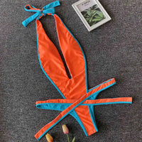 2026 Neon Green Women Swimwear High Cut Backless One Piece Swimsuit Female Bather Sexy Halter Bathing Suit Swim Monokini V1336G