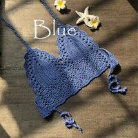 S - XL 9 Colors Crochet Knitted Bikini Top Female Swimsuit Women Swimwear Bather Bathing Suit Swim Hollow Out Beach Top V4193
