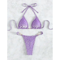 S- XL Leopard Halter Mini Micro Thong Bikini Women Swimwear Female Swimsuit Two-Pieces Bikini Set Bather Bathing Suit Swim V5207
