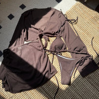 2026 Long Sleeve With Skirt Halter Bikini Women Swimwear Female Swimsuit Four-pieces Bikini set Bather Bathing Suit Swim V6358