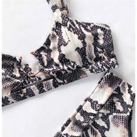 NEW Leopard Swimsuit High Waist Bikini Women Swimwear Two-Pieces Bikini Set Bather Snake Printed Bathing Suit Swim Wear V1712