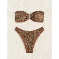 New Glitter Sequins Bandeau Bikini Female Swimsuit Women Swimwear Two-Pieces Bikini Set Brazilian Bather Bathing Suit Swim V7922
