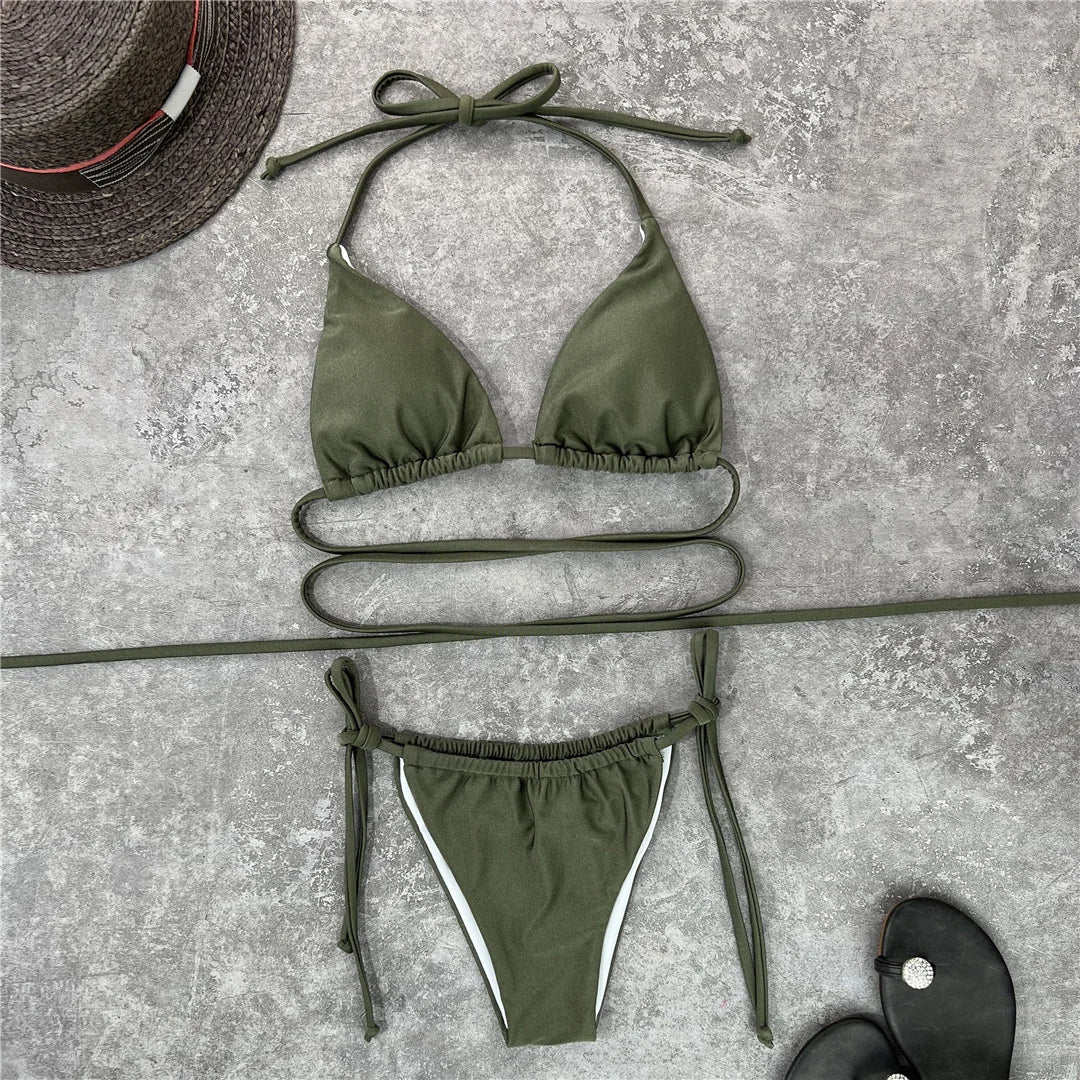 2026 New Wrap Arround Mini Bikini Female Swimwear Women Swimsuit Two-Pieces Bikini Set Brazilian Bather Bathing Suit Swim V1229H