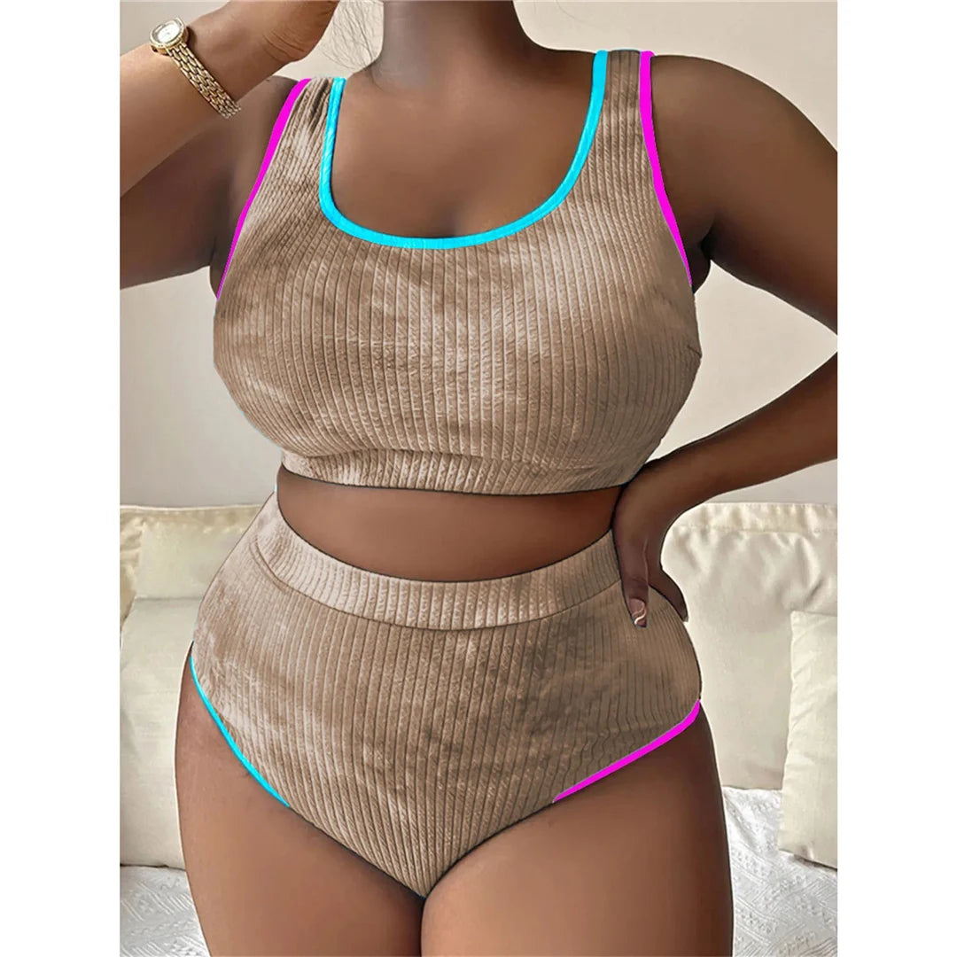 0XL - 4XL New Tie Dye Bikini Large Size Swimwear Plus Size Women Swimsuit Female Two-Pieces Bikini Set Bather Bathing Suit V5948