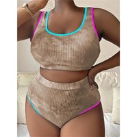 0XL - 4XL New Tie Dye Bikini Large Size Swimwear Plus Size Women Swimsuit Female Two-Pieces Bikini Set Bather Bathing Suit V5948