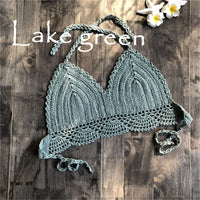 S - XL 9 Colors Crochet Knitted Bikini Top Female Swimsuit Women Swimwear Bather Bathing Suit Swim Hollow Out Beach Top V4194