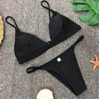 New Sexy Padded Brazilian Bikini Women Swimwear Female Swimsuit Two-Pieces Bikini Set Solid Bather Bathing Suit Swim Lady V64A