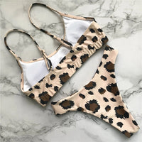 New S - XL Sexy Hot Pink Leopard Bikini Women Swimwear Female Swimsuit Two-piece Bikini set Bather Bathing Suit Swim Lady V871P