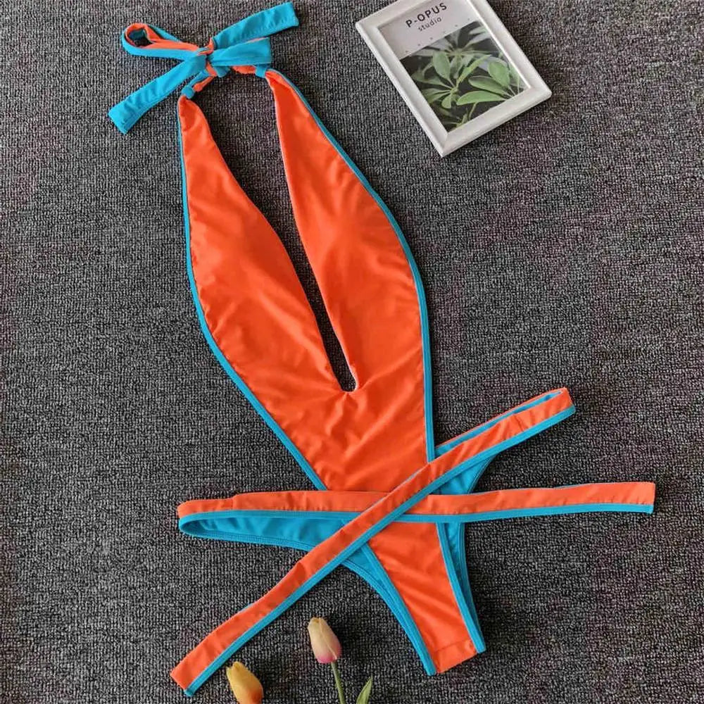 2026 Neon Green Women Swimwear High Cut Backless One Piece Swimsuit Female Bather Sexy Halter Bathing Suit Swim Monokini V1336G