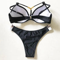 S - XL Splicing Bikini Push Up Swimsuit Female Swimwear Women Two-Pieces Bikini Set Bra Cup Bather Bathing Suit Swim V2103SW