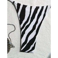 XS - L Zebra Halter Mini Thong Bikini Women Swimwear Female Swimsuit Two-Pieces Bikini Set Padded Bather Bathing Suit Swim V6759