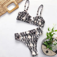 NEW Leopard Swimsuit High Waist Bikini Women Swimwear Two-Pieces Bikini Set Bather Snake Printed Bathing Suit Swim Wear V1712
