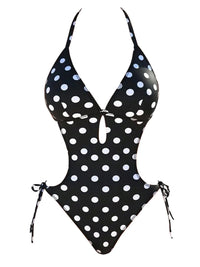 S - XL Polka Dots Halter High Leg Cut One Piece Swimsuit Women Swimwear Female Backless Monokini Bather Bathing Suit Swim V7539