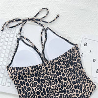 Leopard Metal Rings Halter Cut Out Monokini Women Swimwear One Piece Swimsuit Female High Leg Cut Bather Bathing Suit Swim V3752