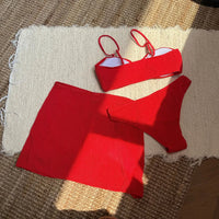 With Skirt High Leg Cut Brazilian Bikini Women Swimwear Female Swimsuit Three-pieces Bikini set Bather Bathing Suit Swim V6741