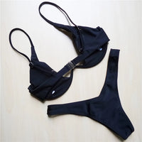 S - XL V-bar Underwired Bikini Female Swimsuit Women Swimwear Two-Piece V Shape Wire Bikini Set Bather Bathing Suit Swim V439