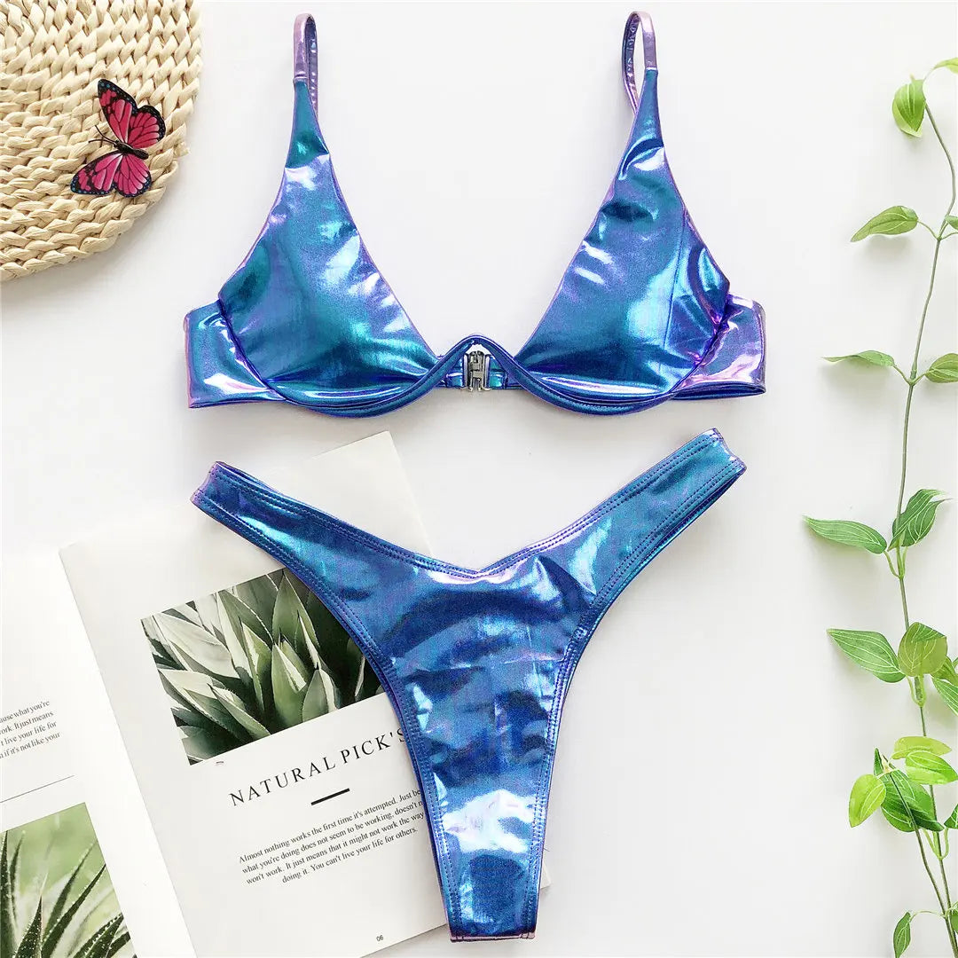 S - XL V-bar Underwired Bikini Female Swimsuit Women Swimwear Two-Piece V Shape Wire Bikini Set Bather Bathing Suit Swim V439