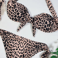 Sexy Leopard Polka Dot Knotted Brazilian Bikini Women Swimwear Female Swimsuit Two-Pieces Bikini Set Bather Bathing Suit V643