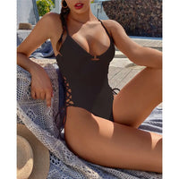 Sexy Lace Up Underwired One Piece Swimsuit Women Swimwear Female Backless Monokini Bather Bathing Suit Swim Lady V2906C