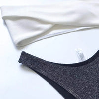 New Sexy Bandeau Shiny Glitter Bikini Women Swimwear Female Swimsuit Two-Pieces Bikini Set Bather Bathing Suit Swim Lady V1109