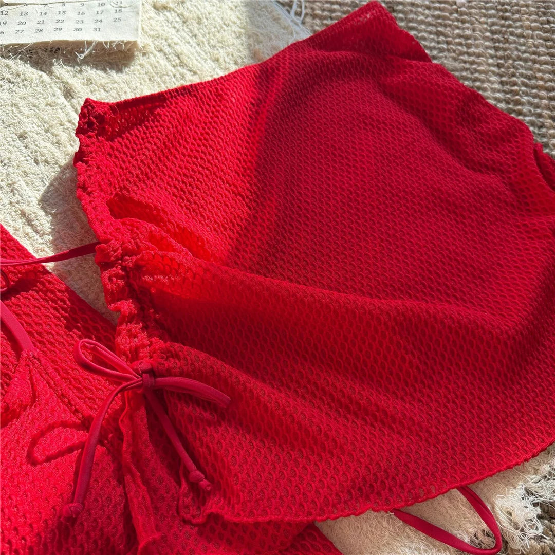 2026 Long Sleeve With Skirt Halter Bikini Women Swimwear Female Swimsuit Four-pieces Bikini set Bather Bathing Suit Swim V6358