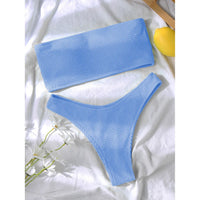 Bandeau Strapless Wrinkled Crinkled Bikini Women Swimwear Female Swimsuit Two-Pieces Bikini Set Bather Bathing Suit Swim V3314B