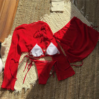 2026 Long Sleeve With Skirt Halter Bikini Women Swimwear Female Swimsuit Four-pieces Bikini set Bather Bathing Suit Swim V6358
