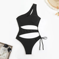 Cut Out Asymmetric One Shoulder One Piece Swimsuit Women Swimwear Female Monokini High Leg Cut Bather Bathing Suit Swim V6254