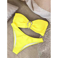 7 Colors Bandeau Metal Ring Brazilian Bikini Female Swimsuit Women Swimwear Two-Pieces Bikini Set Bather Bathing Suit Swim V6516