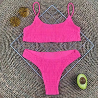 Sexy Wrinkled Butterfly Printed Bikini Female Swimsuit Women Swimwear Two-Pieces Bikini Set Bather Bathing Suit Swim Lady V713