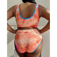 0XL - 4XL New Tie Dye Bikini Large Size Swimwear Plus Size Women Swimsuit Female Two-Pieces Bikini Set Bather Bathing Suit V5948
