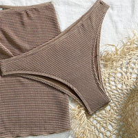 With Skirt High Leg Cut Brazilian Bikini Women Swimwear Female Swimsuit Three-pieces Bikini set Bather Bathing Suit Swim V6741