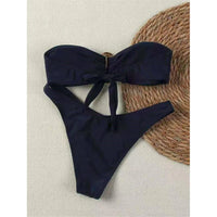 7 Colors Bandeau Metal Ring Brazilian Bikini Female Swimsuit Women Swimwear Two-Pieces Bikini Set Bather Bathing Suit Swim V6516