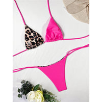 XS - L 8 Color Splicing Halter Leopard Bikini Female Swimsuit Women Swimwear Two-piece Bikini set Bather Bathing Suit Swim V3736