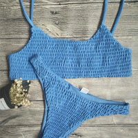 Sexy Wrinkled Butterfly Printed Bikini Female Swimsuit Women Swimwear Two-Pieces Bikini Set Bather Bathing Suit Swim Lady V713