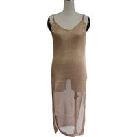 Sexy Sheer Net Mesh Knitted Glitter Tunic Beach Cover Up Cover-ups Long Beach Dress Beach Wear Beachwear Female Women Robe V651