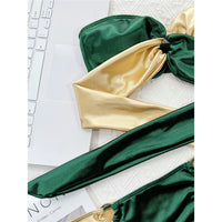 New Sexy Splicing Bandeau Strapless Bikini Women Swimwear Female Swimsuit Two-Pieces Bikini Set Bather Bathing Suit Swim V3859