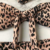Sexy Leopard Polka Dot Knotted Brazilian Bikini Women Swimwear Female Swimsuit Two-Pieces Bikini Set Bather Bathing Suit V643