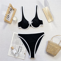 Sexy Splicing Underwired High Leg Cut Bikini Female Swimsuit Two-Pieces Bikini Set Women Swimwear Bather Bathing Suit Swim V6803
