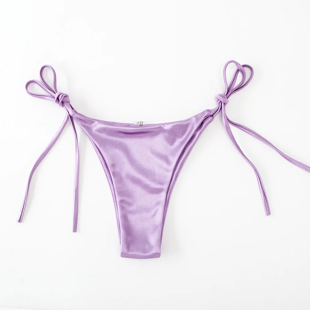 Sexy 13 Colors Halter Satin Brazilian Bikini Women Swimwear Female Swimsuit Two-Pieces Bikini Set Bather Bathing Suit Swim V4966