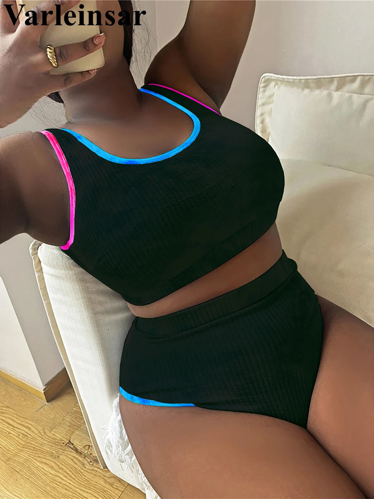 0XL - 4XL New Tie Dye Bikini Large Size Swimwear Plus Size Women Swimsuit Female Two-Pieces Bikini Set Bather Bathing Suit V5948