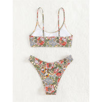 Floral Printed Brazilian Mid Waist Bikini Women Swimwear Female Swimsuit Two-Pieces Bikini Set Bather Bathing Suit Swim V5002