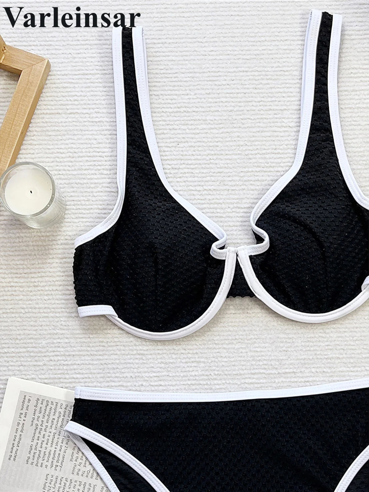 Sexy Splicing Underwired High Leg Cut Bikini Female Swimsuit Two-Pieces Bikini Set Women Swimwear Bather Bathing Suit Swim V6803