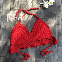 S - XL 9 Colors Crochet Knitted Bikini Top Female Swimsuit Women Swimwear Bather Bathing Suit Swim Hollow Out Beach Top V4194