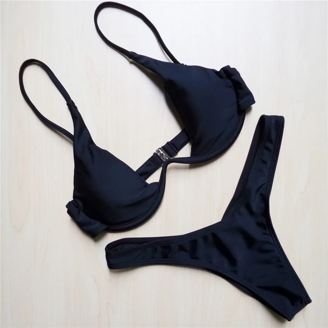 S - XL V-bar Underwired Bikini Female Swimsuit Women Swimwear Two-Piece V Shape Wire Bikini Set Bather Bathing Suit Swim V439