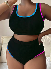 0XL - 4XL New Tie Dye Bikini Large Size Swimwear Plus Size Women Swimsuit Female Two-Pieces Bikini Set Bather Bathing Suit V5948