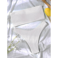Bandeau Strapless Wrinkled Crinkled Bikini Women Swimwear Female Swimsuit Two-Pieces Bikini Set Bather Bathing Suit Swim V3314B